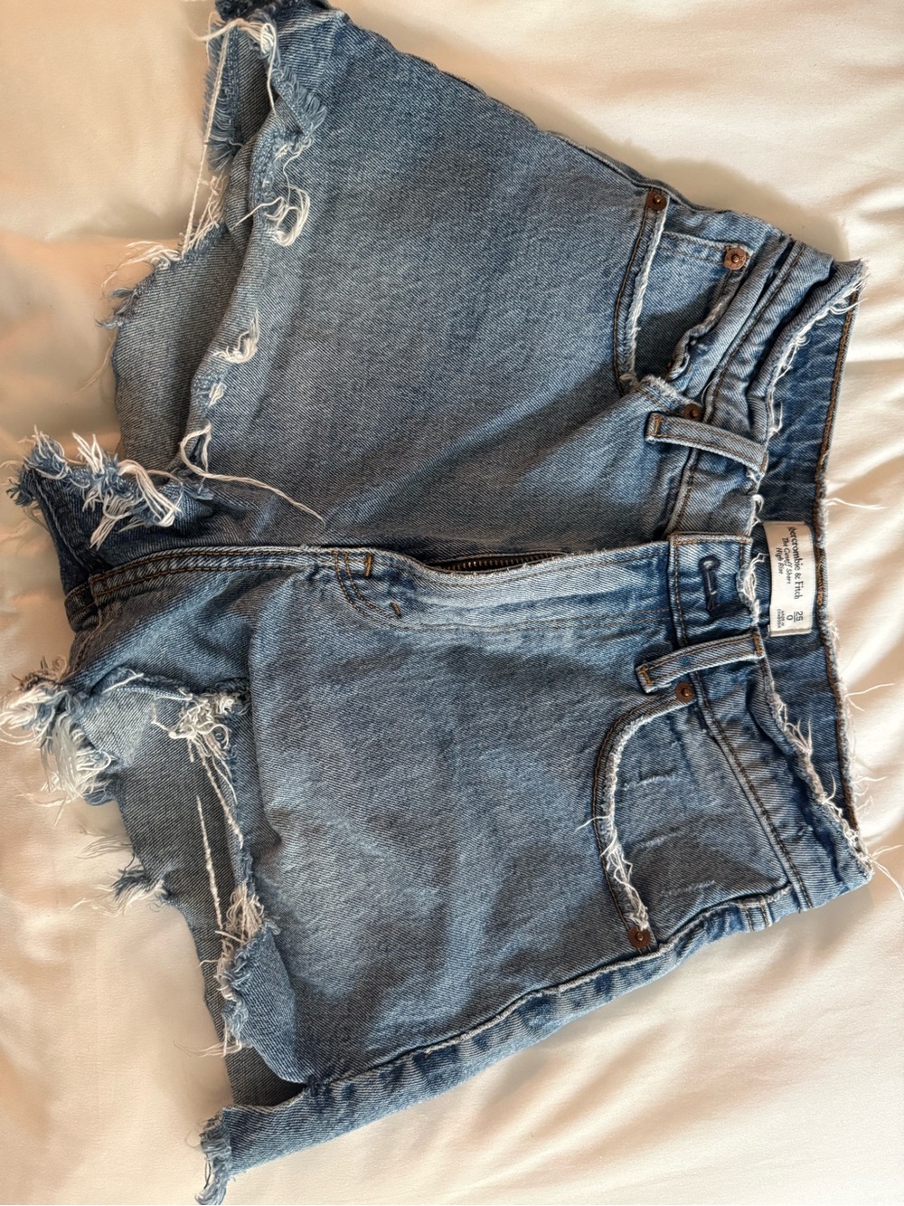 Abercrombie & Fitch Distressed Blue Denim Shorts